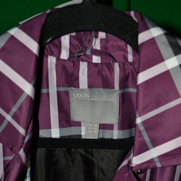 ( NWOT ) ASOS  BLACK , WHITE,  PINK, BURGUNDY THREE BUTTON TRENCH COAT SIZE 6 - Picture 6 of 6